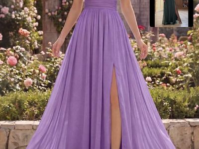 Purple V-Neck Long Formal Dress with Slit Size XL