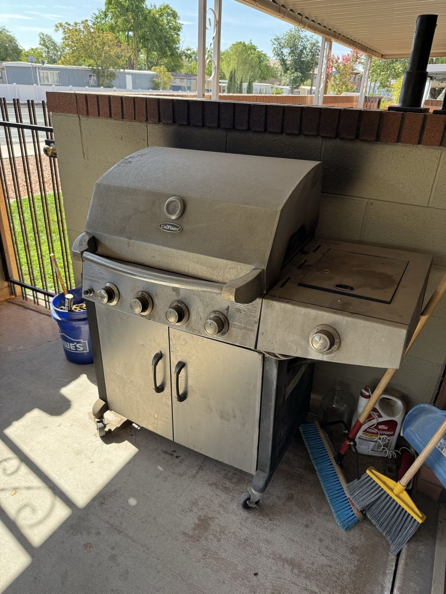 BBQ Grill - Cal Flame 4-Burner Propane Gas Grill with Side Burner