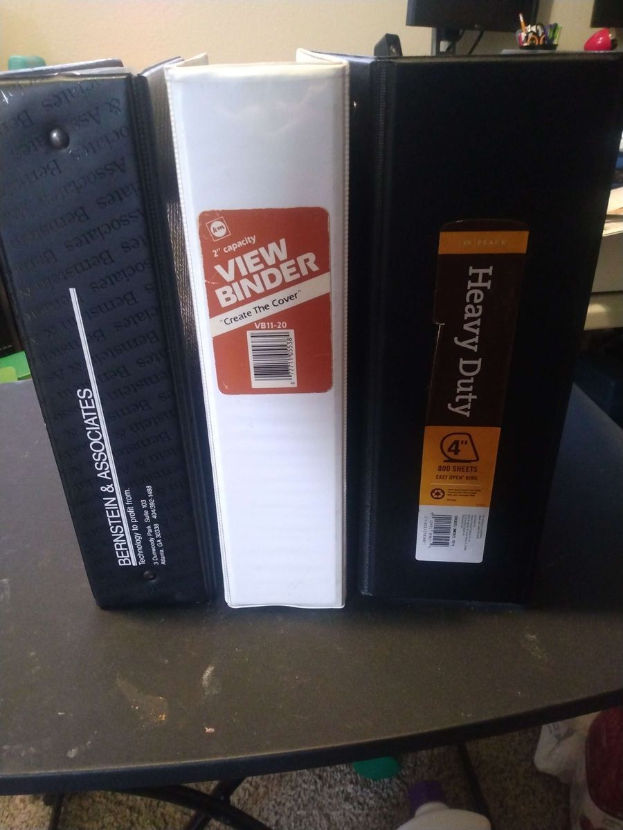 Binders, 2" Ring, 4" D-Ring +Card sheets