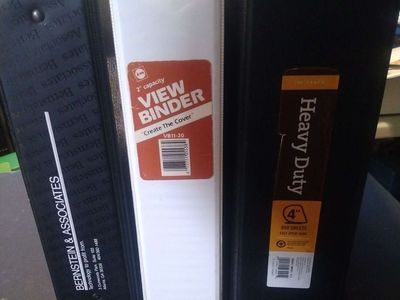 Binders, 2" Ring, 4" D-Ring +Card sheets