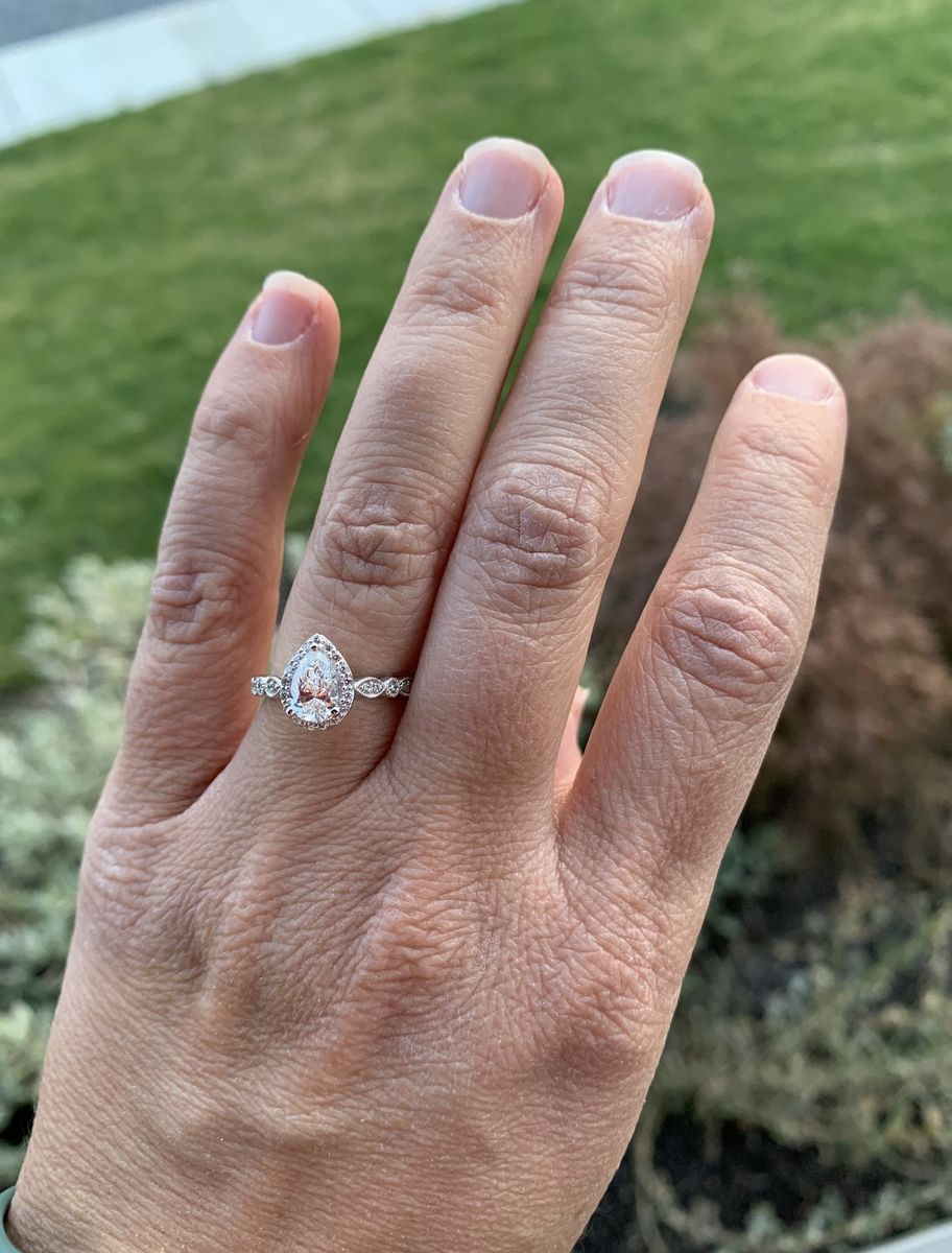 GIA Certified 0.70 CT Pear Diamond Halo Engagement Ring (14K White Gold)