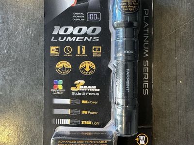 Farpoint COB Tec Platinum Series 1000 Lumen Rechargeable LED Flashlight