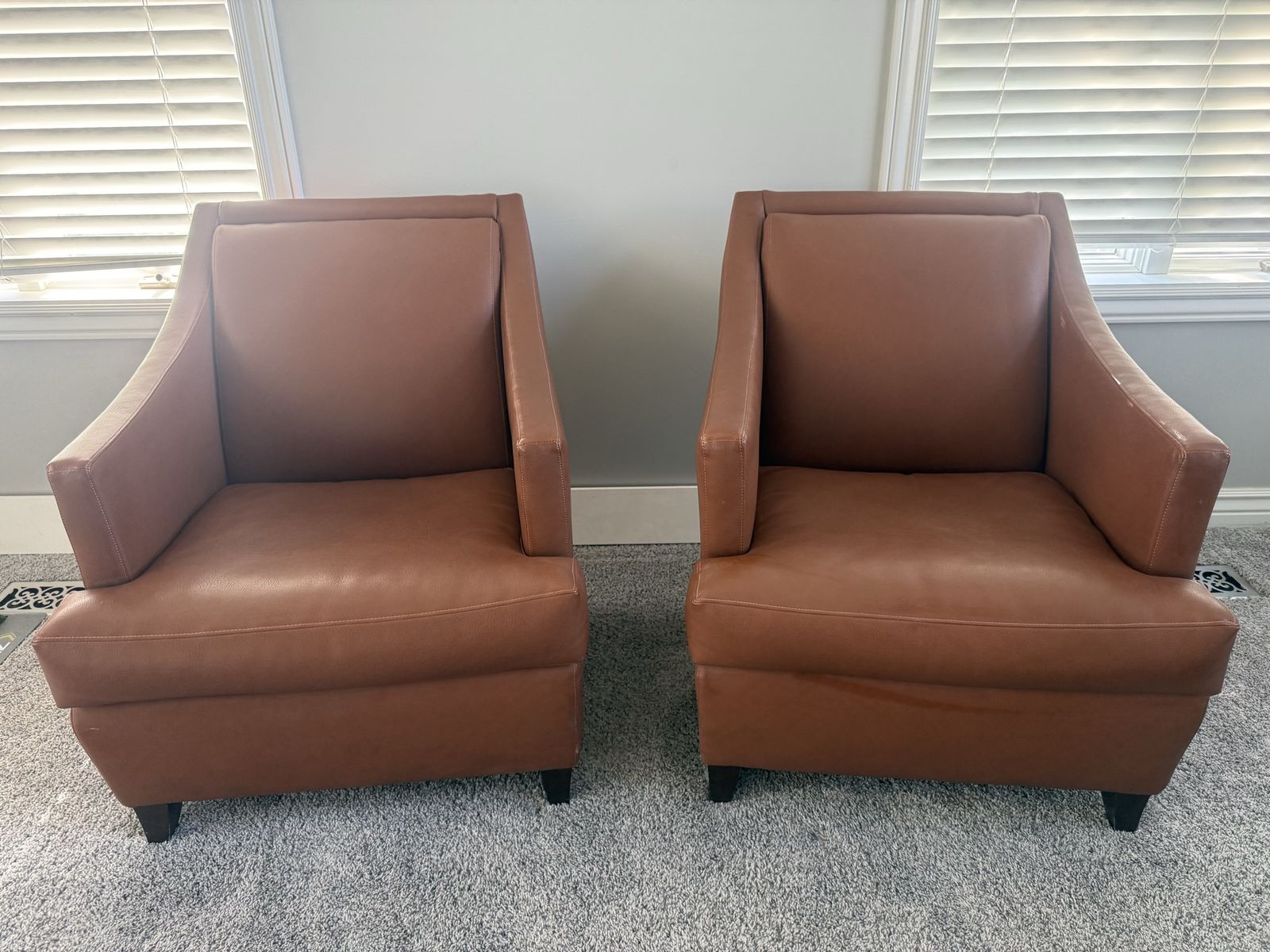 Pair of Cognac Leather Armchairs