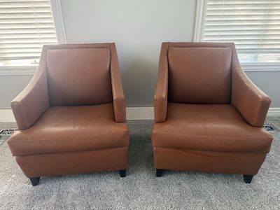 Pair of Cognac Leather Armchairs