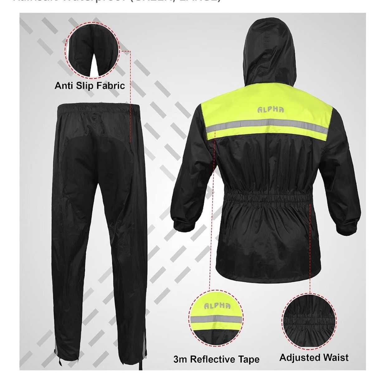 Alpha Cycle Gear Waterproof Motorcycle Rain Suit Jacket & Pants Set High + cover water shoes - LARGE