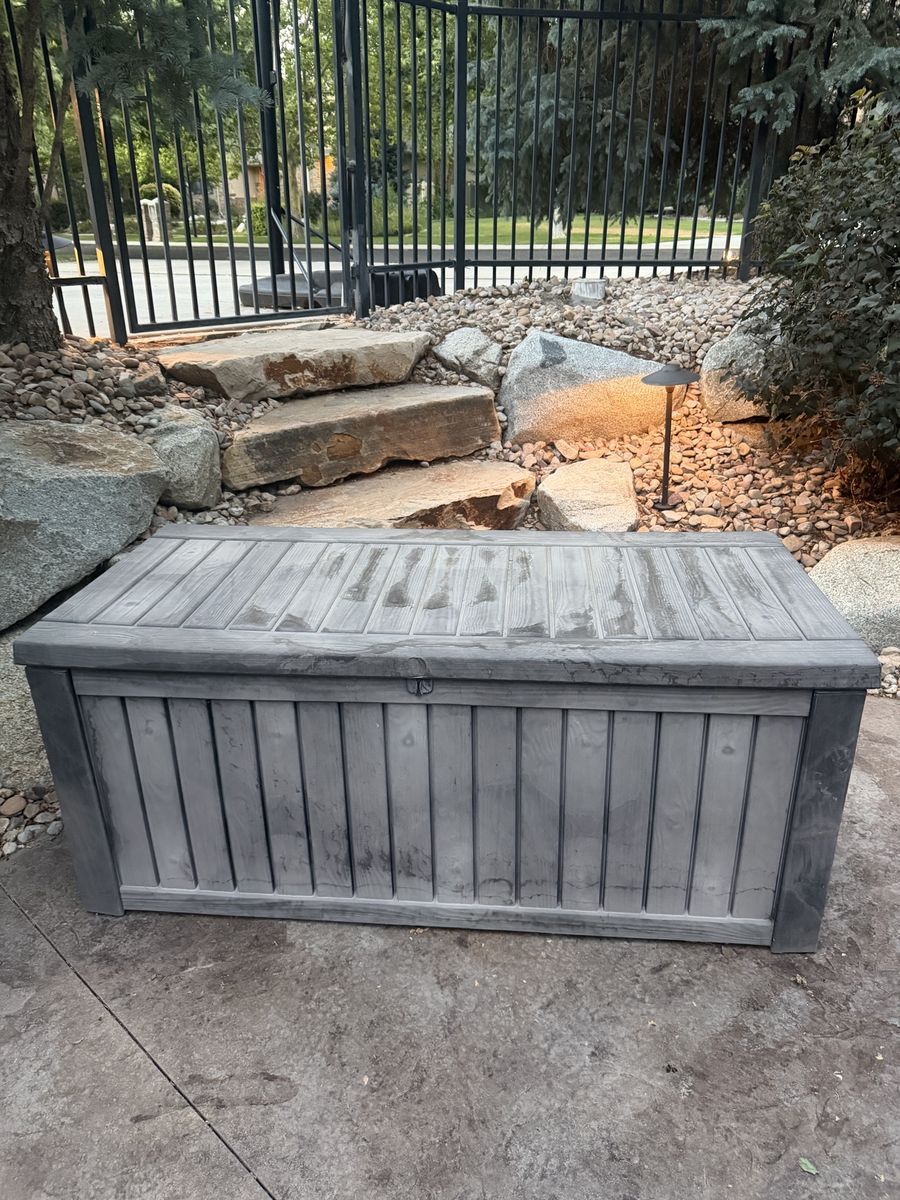 FREE - Outdoor Storage Box - Brown Sun Faded for Patio, Garden, Garage Storage
