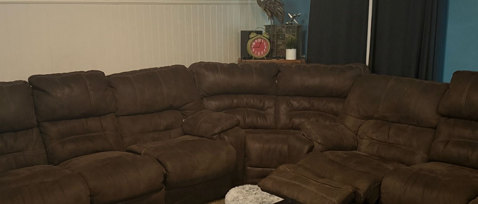 Microfiber reclining sectional