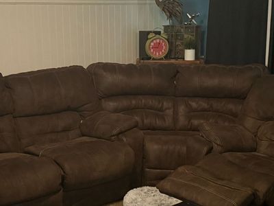 Microfiber reclining sectional