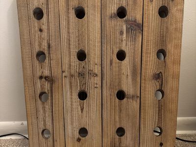 Rustic wood wall wine rack