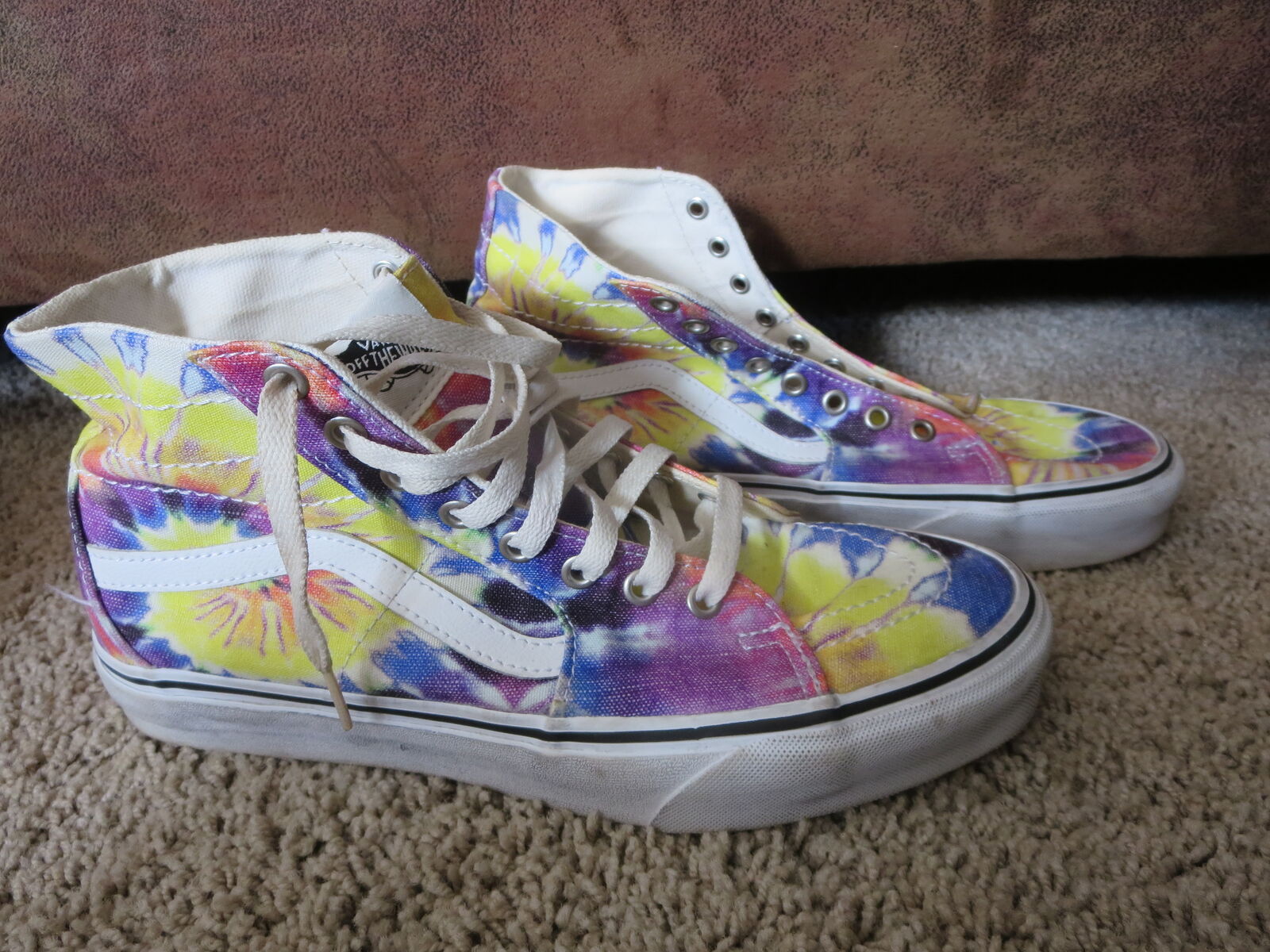 Men's vans Sk8 hi top washed tie dye multi true white size 9.5