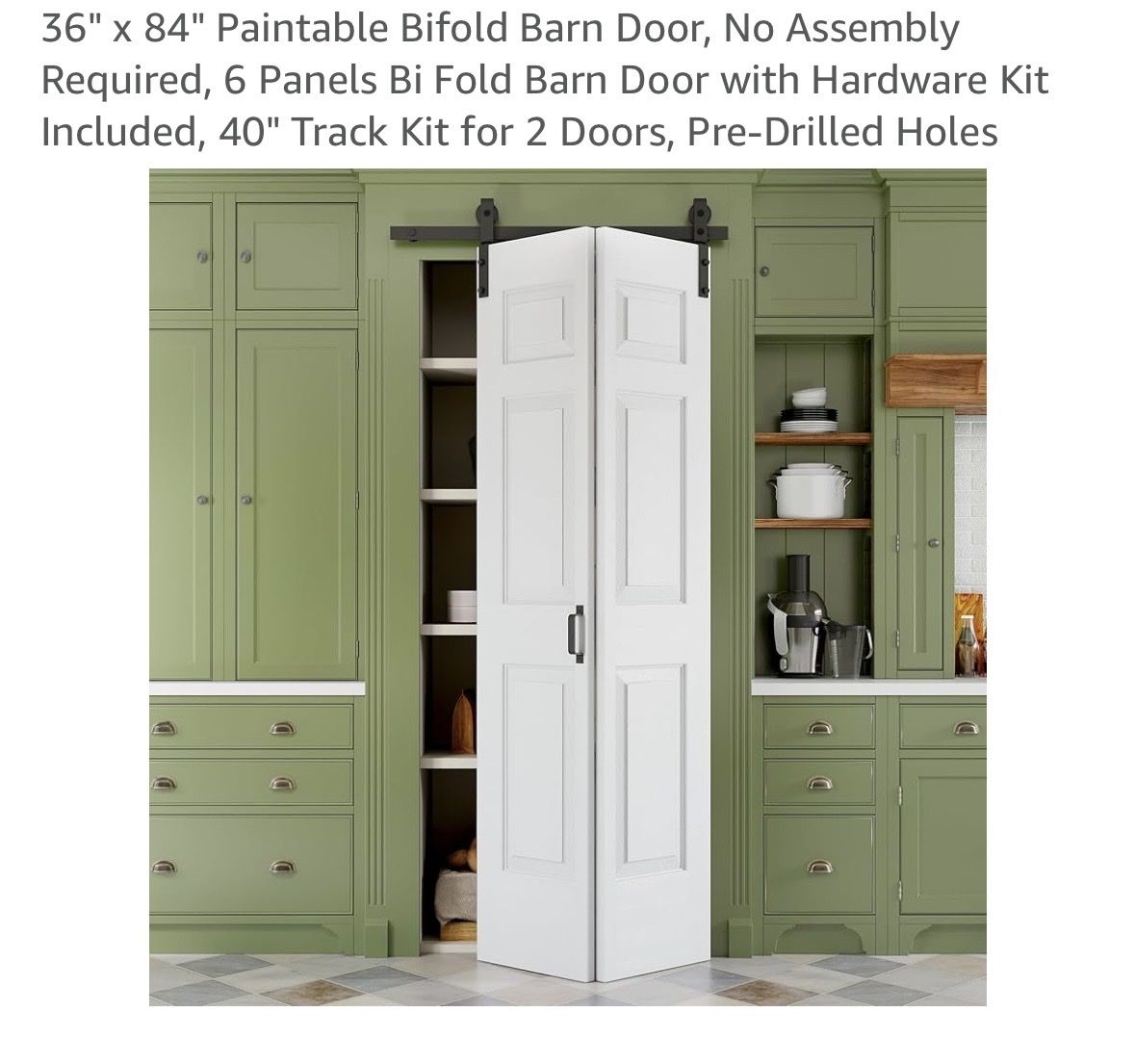 New 36" × 84" Paintable Bifold Barn Door