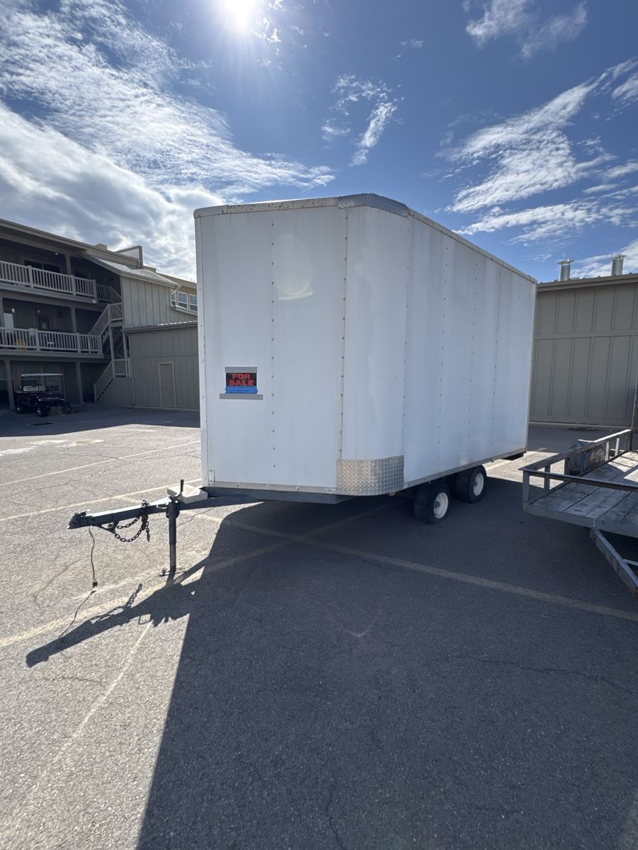 Enclosed Cargo Trailer White Double Axle