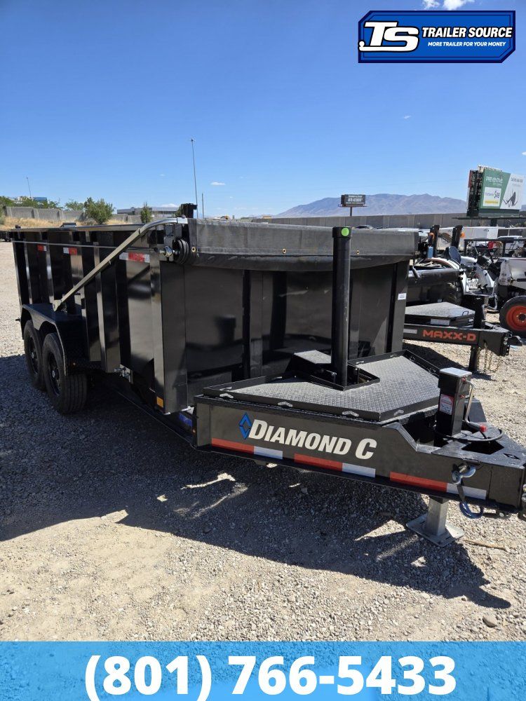 7x14 Diamond C LPT 207 Dump Trailer - 44" Sides - 15.5K GVWR - 14 Ply Tires, Long Arm Tarp