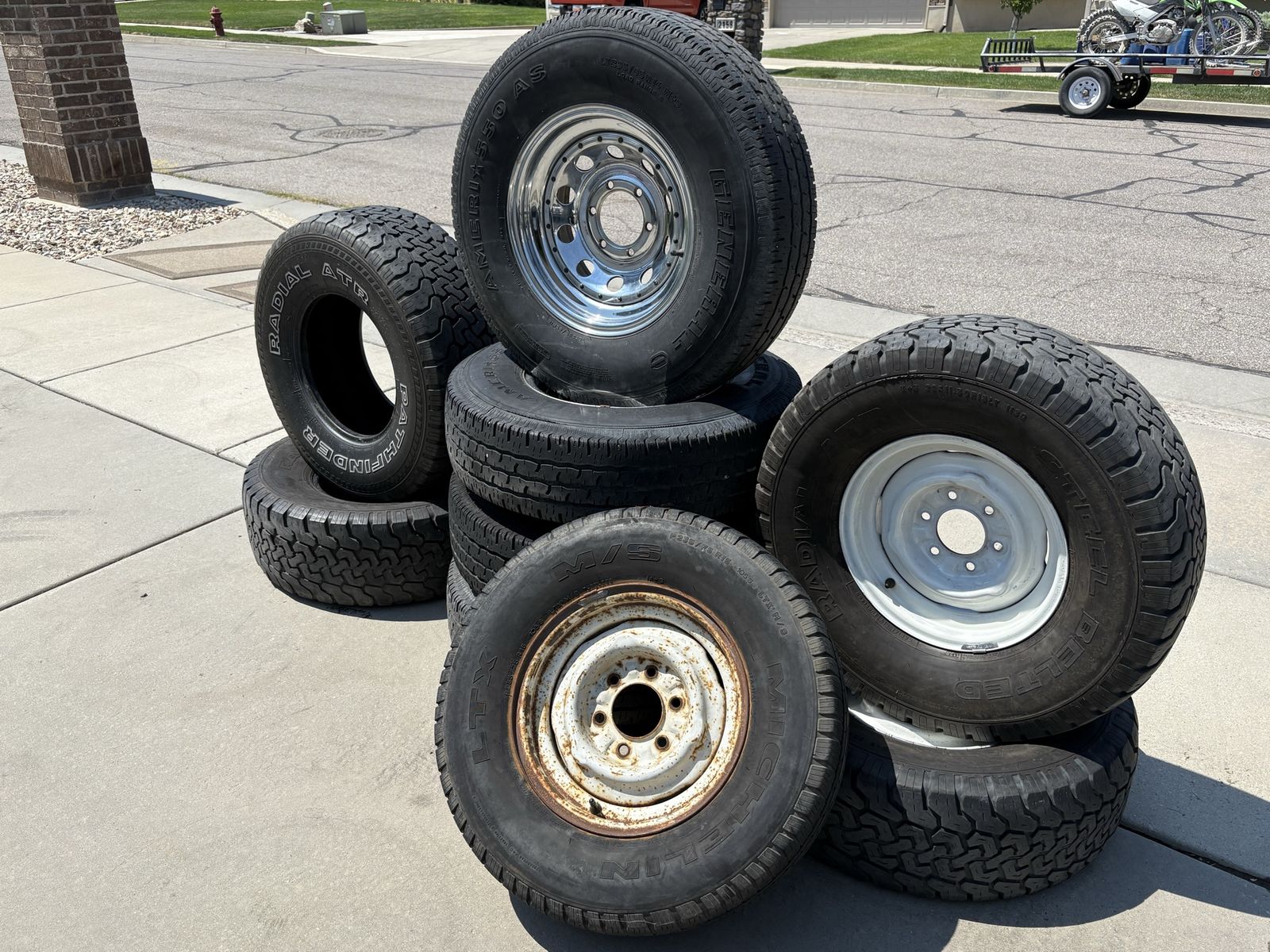 Slightly used tires and wheels. 