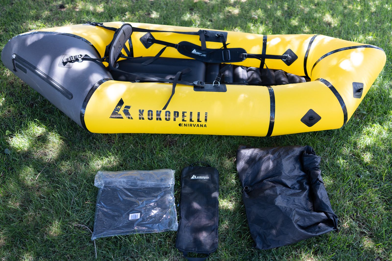 Kokopelli Nirvana Self-Bailing Packraft w/ TiZip — Yellow, Excellent Condition + Extras