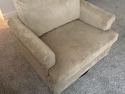 Beige Corduroy Oversized Armchair