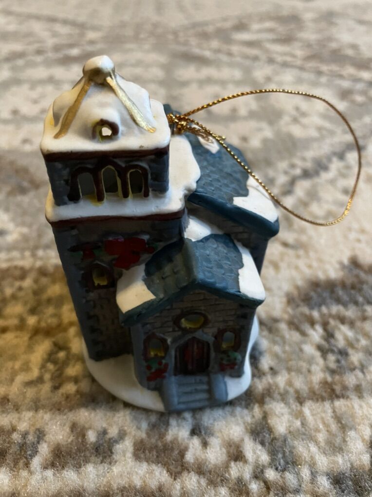 Musical Porcelain Church Christmas ornament