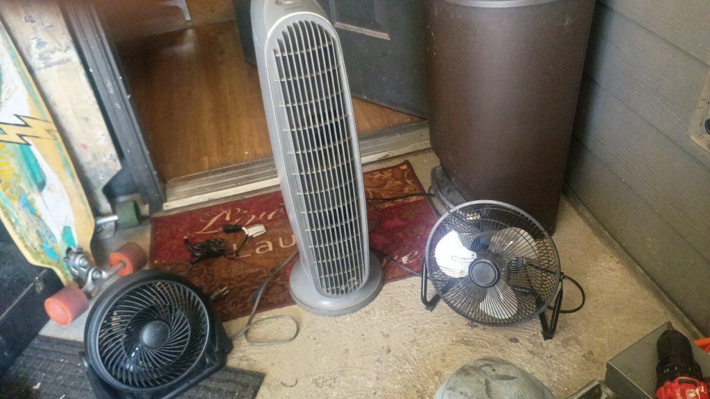 Assorted Household Fans - Tower Fan & (2) Box Fans - Used Condition