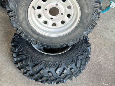 25X8-12 NEW PAIR OF ROAD GUIDER ATV/UTV TIRES W/WH