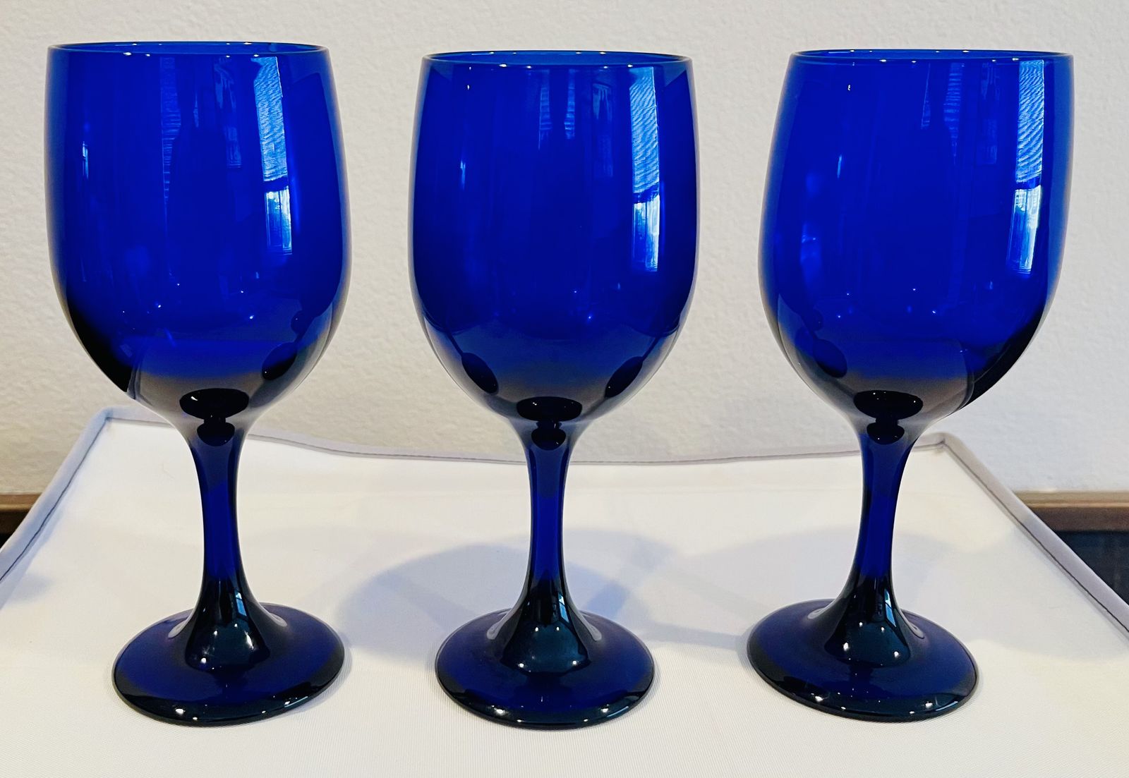 Libbey Premiere Cobalt Blue Wine Water Glasses Goblets 7.25" Vintage Stemware!!!