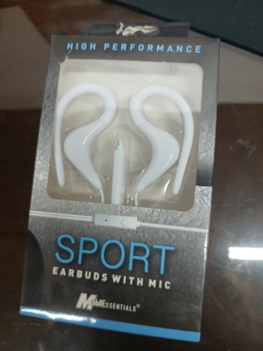 MobilEssentials Sport High Performance Earbuds with Mic - White