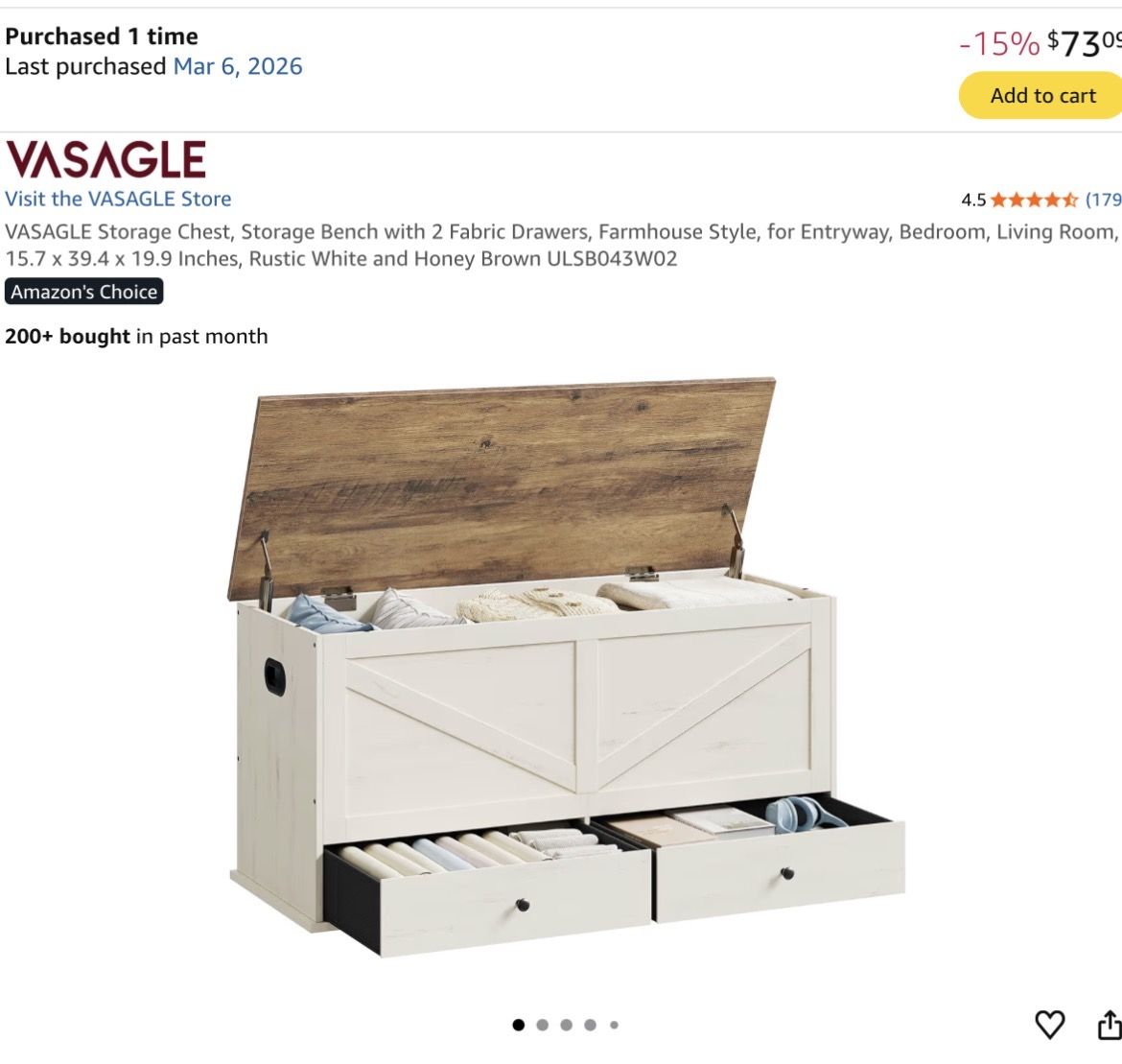 Storage bench chest- New in box!!!