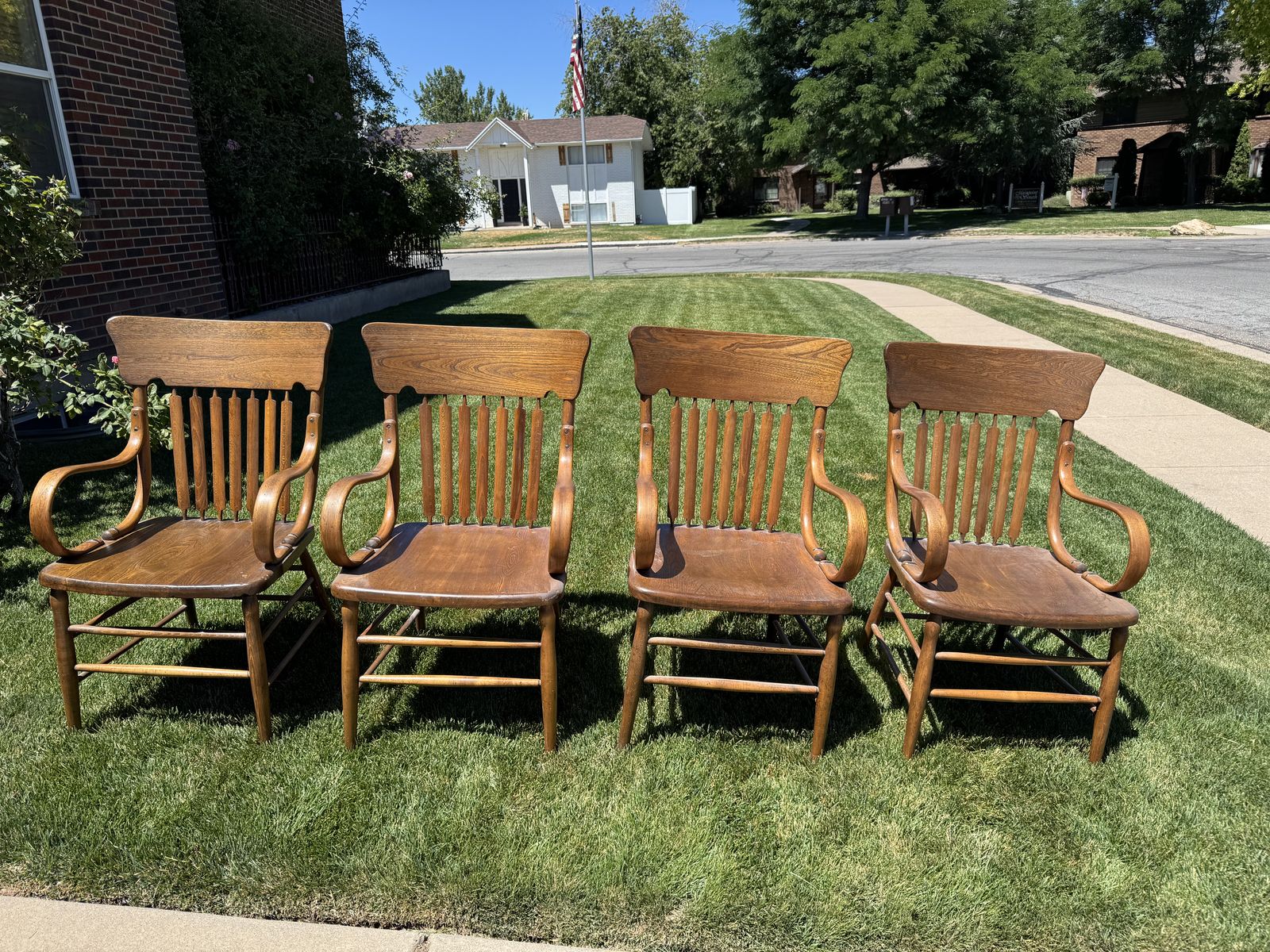 Heavy oak dining chairs