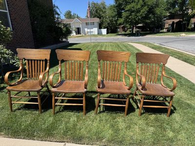 Heavy oak dining chairs