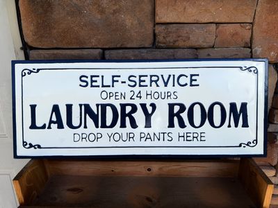 Metal Laundry Room Sign Wall Art - Navy Blue