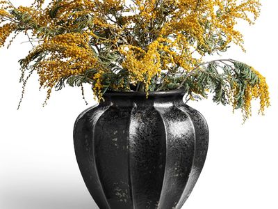 Black Ceramic Vase - 11" Tall Decorative Flower Holder with Textured Finish
