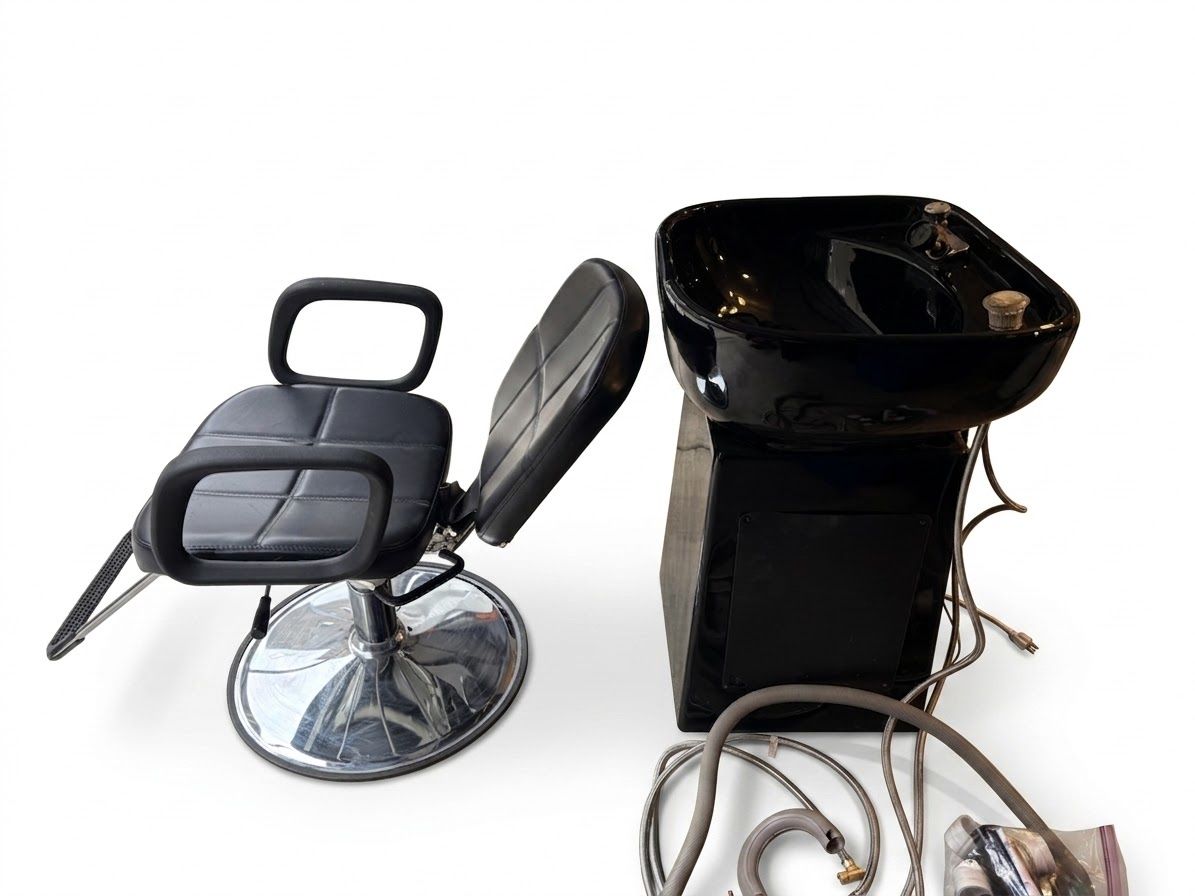Hair Salon Shampoo/Stylist Chair, Sink, & Utility Pump