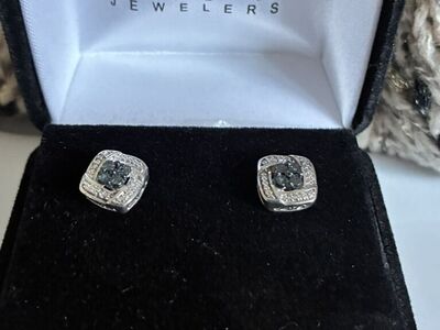 Blue And White Diamond Stud Earings