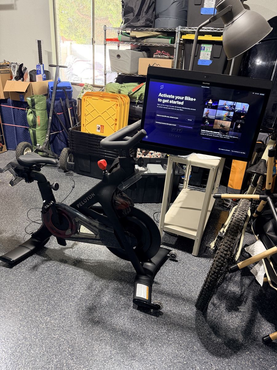 Peloton Bike+ and shoes