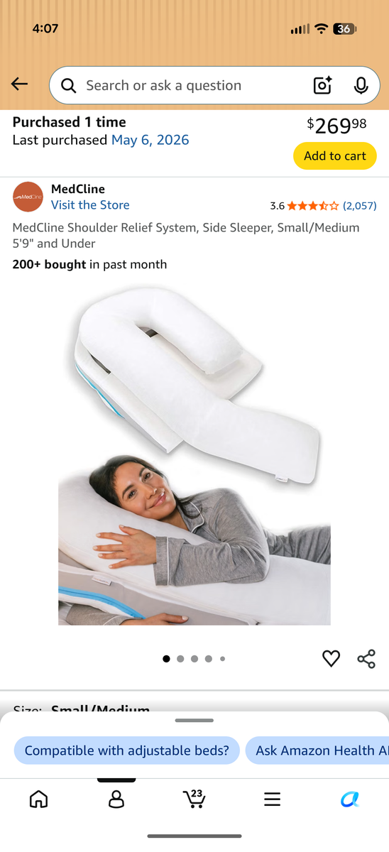 Medcline pillows for shoulder pain