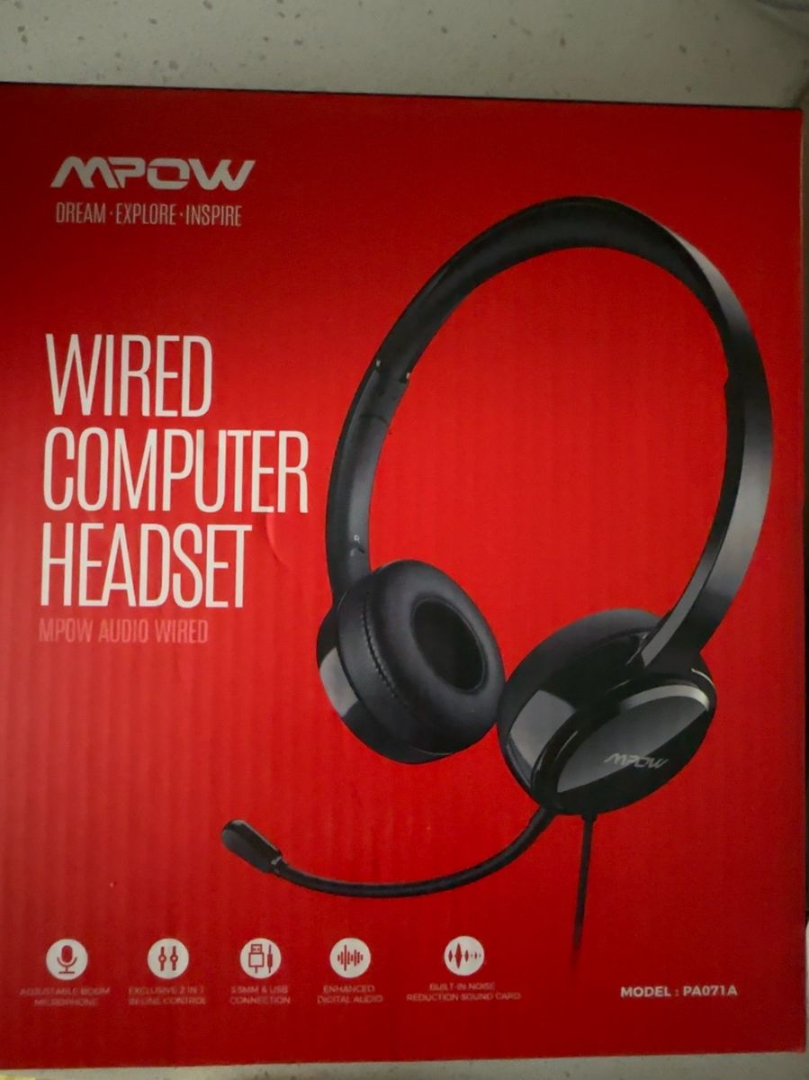 MPOW Wired Computer Headset with Microphone (USB & 3.5mm) – like new