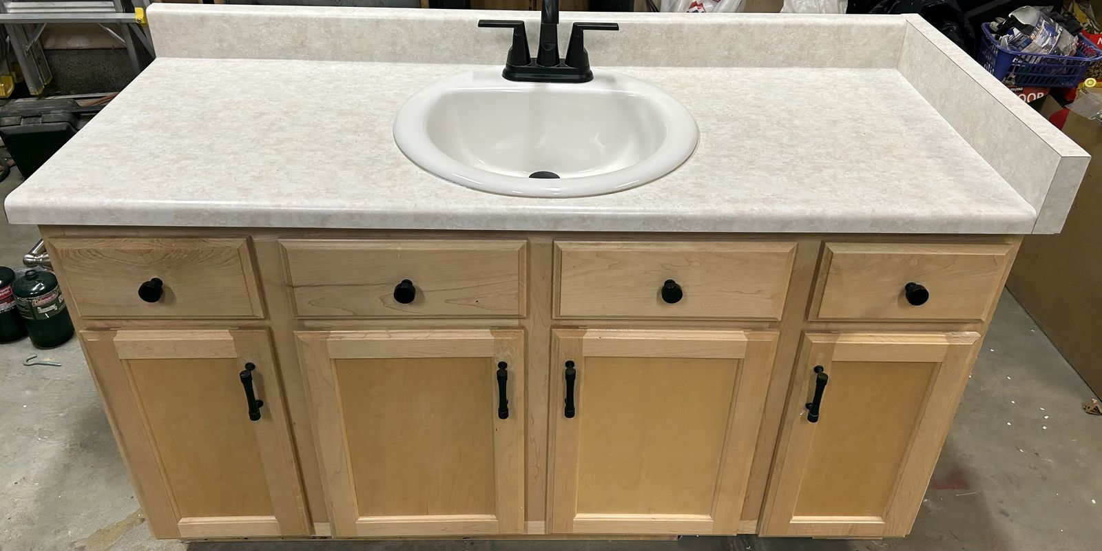 54" Maple Bathroom Vanity with Countertop,  Sink and Faucet