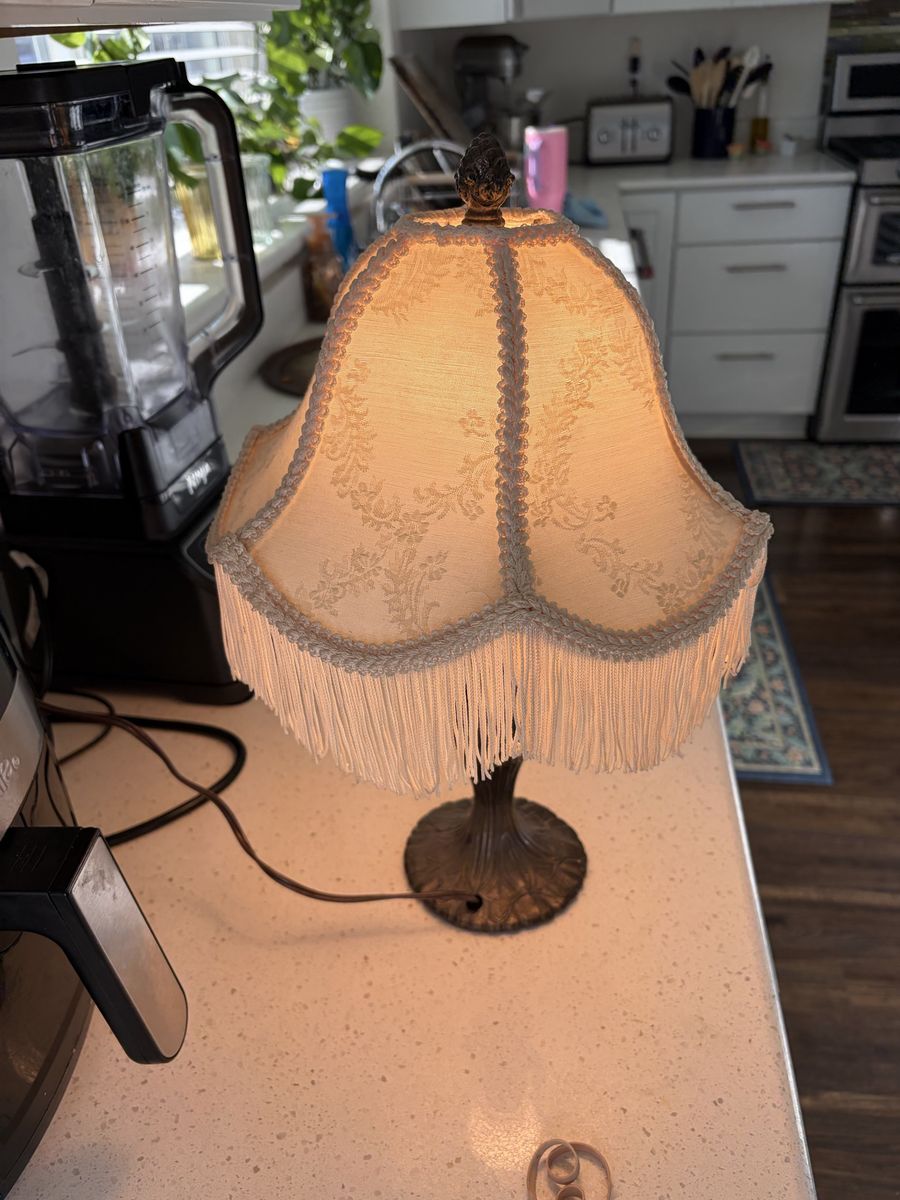 Victorian shabby chic white fringe Lamp