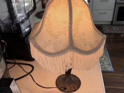 Victorian shabby chic white fringe Lamp