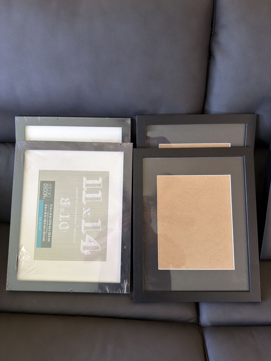 Large Lot of 23 Black Picture Frames – Multiple Sizes & Matted Frames