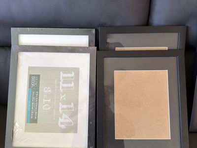 Large Lot of 23 Black Picture Frames – Multiple Sizes & Matted Frames