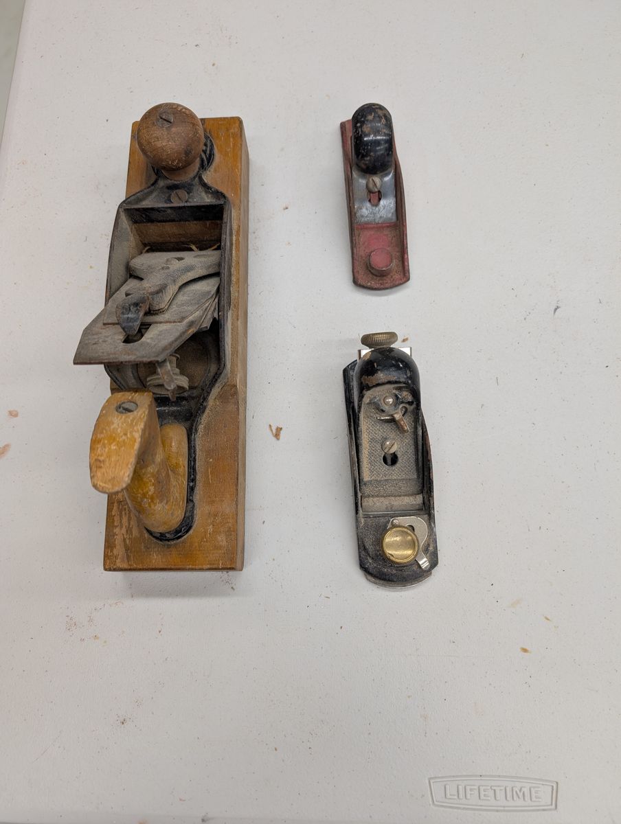 3 Antique Wood and Metal Hand Planers Including Bailey