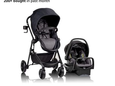 Evenflo Pivot Modular Travel System with SafeMax Infant Car Seat - Black, UsedGood