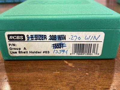RCBS SB Die set- .270 WIN, Group A, Shell Holder #03