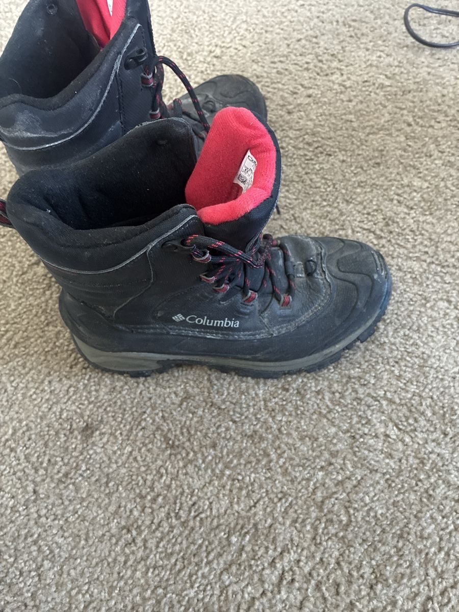Columbia Waterproof Winter Boots Black Red Laced