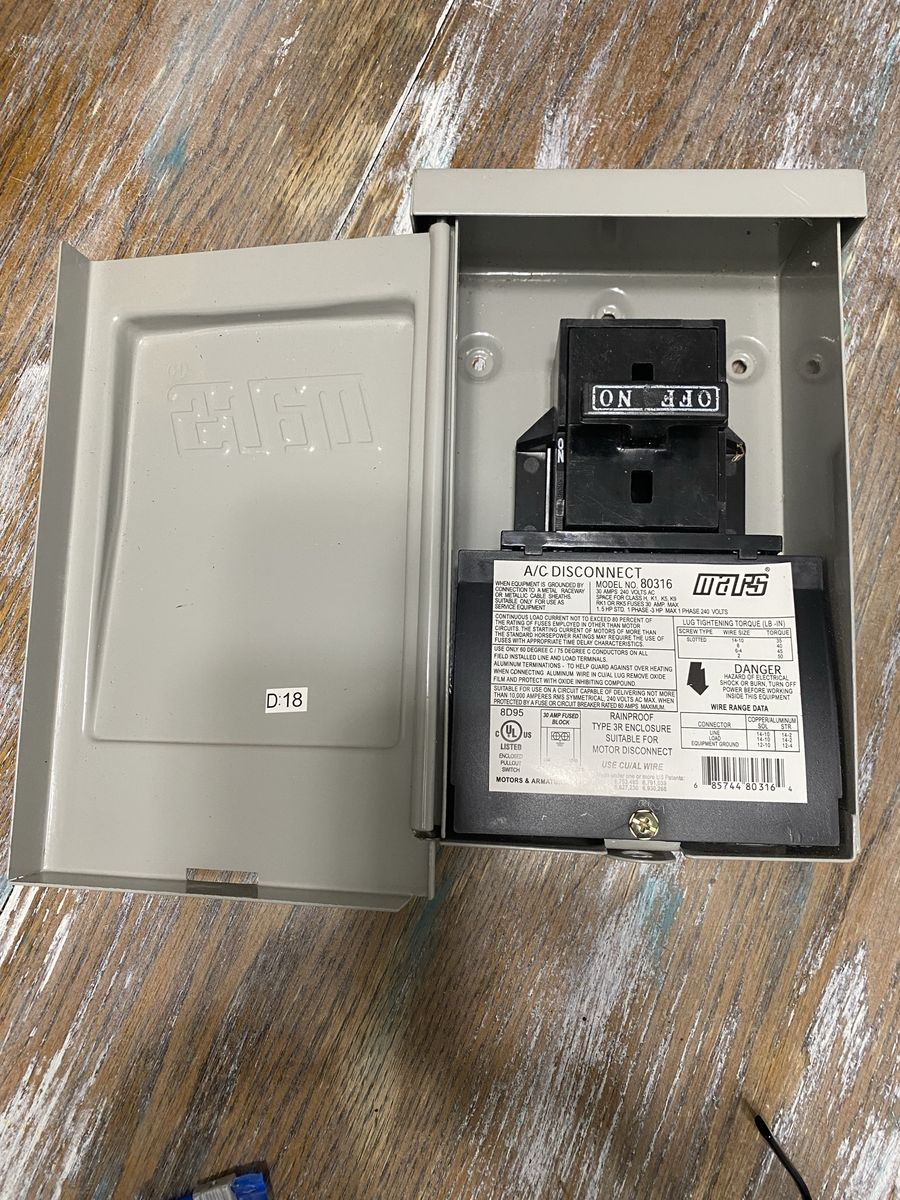 30 Amp MARS Fused AC Disconnect Shut Off Box  NEW 