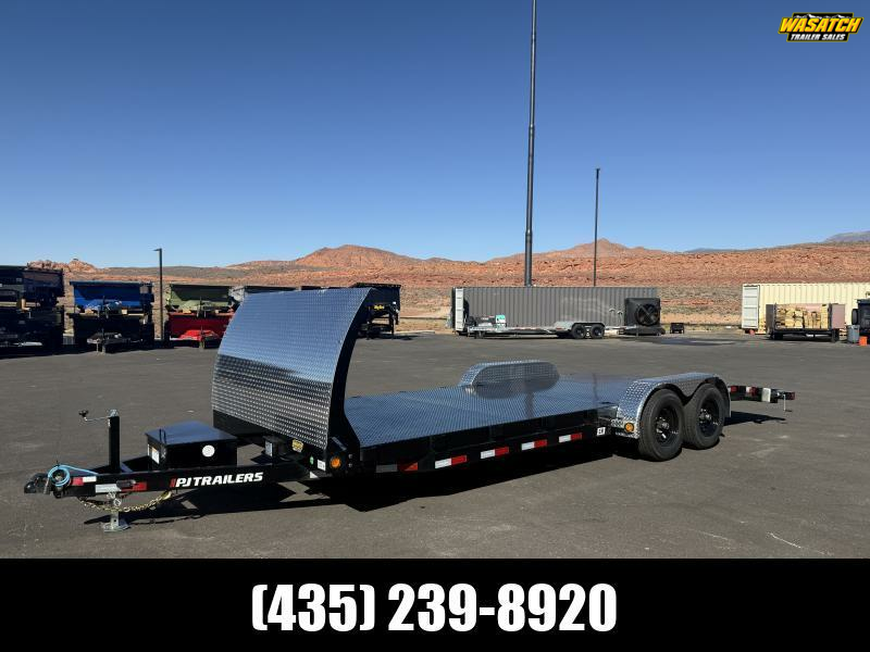 PJ Trailers 7X22 10K CH STEEL DECK CAR HAULER Flatbed Trailer