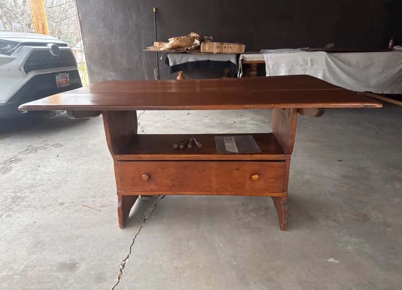ANTIQUE VINTAGE CONVERTIBLE SPOOLED WOOD TABLE