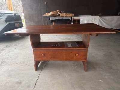 ANTIQUE VINTAGE CONVERTIBLE SPOOLED WOOD TABLE