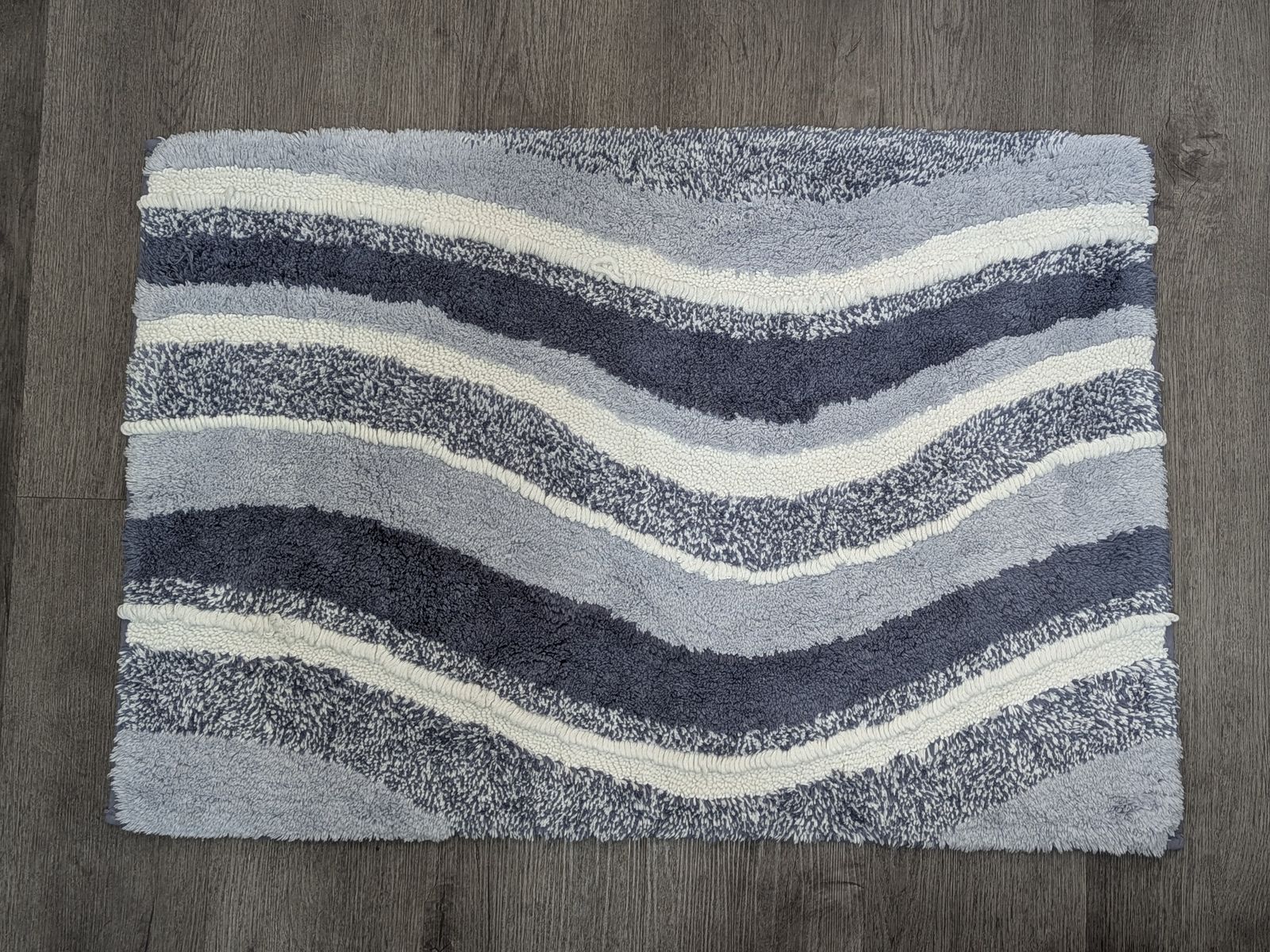 NEW Cotton Swirl Bath Mat Blue White 35.5x25.5 Plush Rug