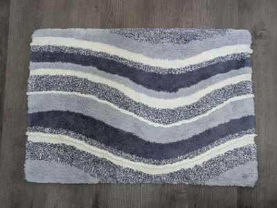 NEW Cotton Swirl Bath Mat Blue White 35.5x25.5 Plush Rug
